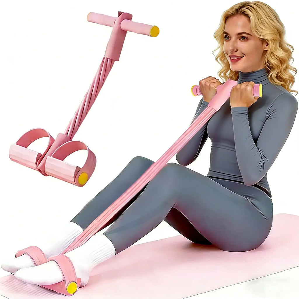 6-Strand Heavy-Duty Portable Ab Crunch Machine – Ultimate Core & Leg Trainer with Resistance Bands, Non-Slip Pedals for Easy Sit-Ups & Home Gym Workouts